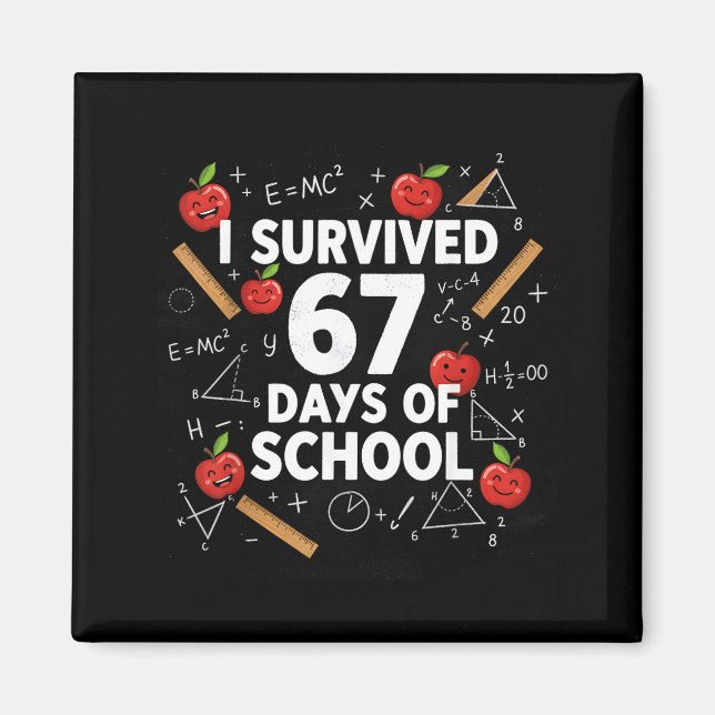 Aimant 67e jour d'école enseignant enfants 67 maths nombr (Devant)