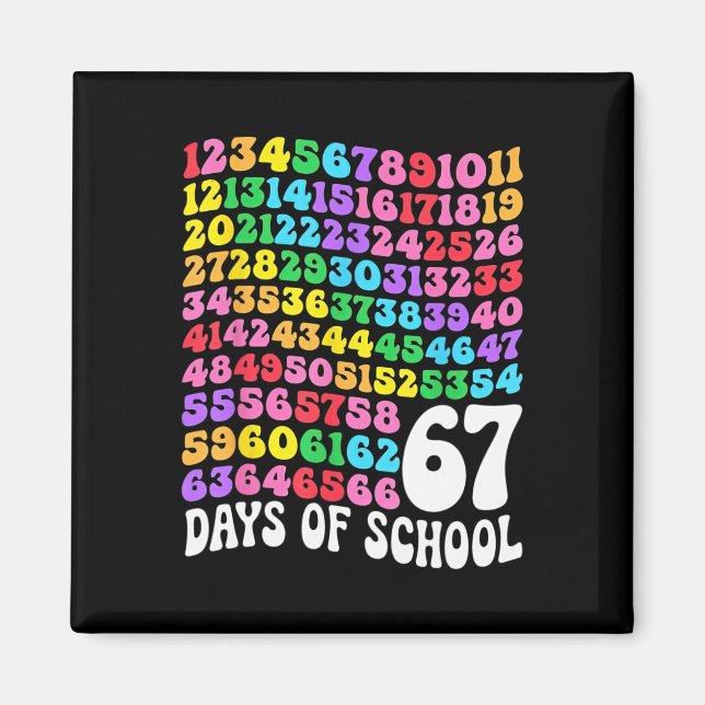 Aimant 67e jour d'école Prof 67 jours Math Nombres  (Devant)