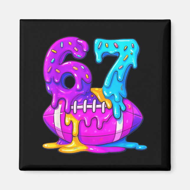 Aimant 67th Birthday Ice Cream American Football Drip 6 7 (Devant)