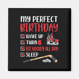 Aimant 6 ans de hockey sur glace fête d'anniversaire 6e g