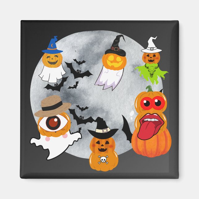 Aimant 6 caractères d'halloween (Devant)