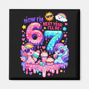 Aimant 6 l'année prochaine je serai 7 licorne colorée 67 