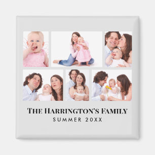 Aimant 6 sections Photo personnalisée Cadres gris minimal