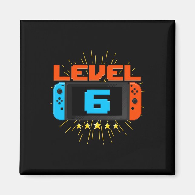 Aimant 6e anniversaire garçon niveau 6 jeu vidéo déverrou (Devant)