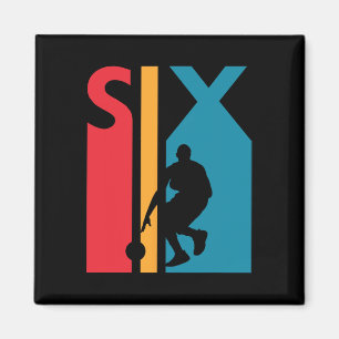 Aimant 6e cadeau d'anniversaire Six basket-ball Vintage 6