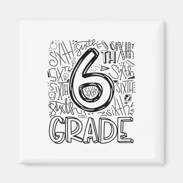Aimant 6e Équipe de typographie de 6e année Enseignants C (Devant)