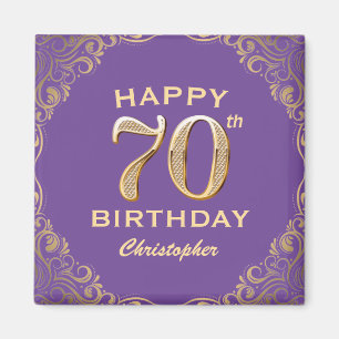Aimant 70e anniversaire de la Parties scintillant violet 