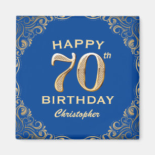 Aimant 70e anniversaire Parties scintillant bleue et or c