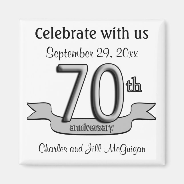 Aimant 70e anniversaire Save The Date Party Favors (Devant)