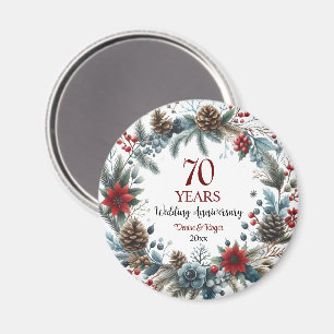 Aimant 70e Mariage Platinum Anniversaire Élégant hiver
