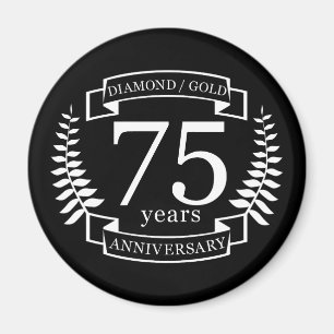 Aimant 75e ANNIVERSAIRE Mariage DIAMOND GOLD