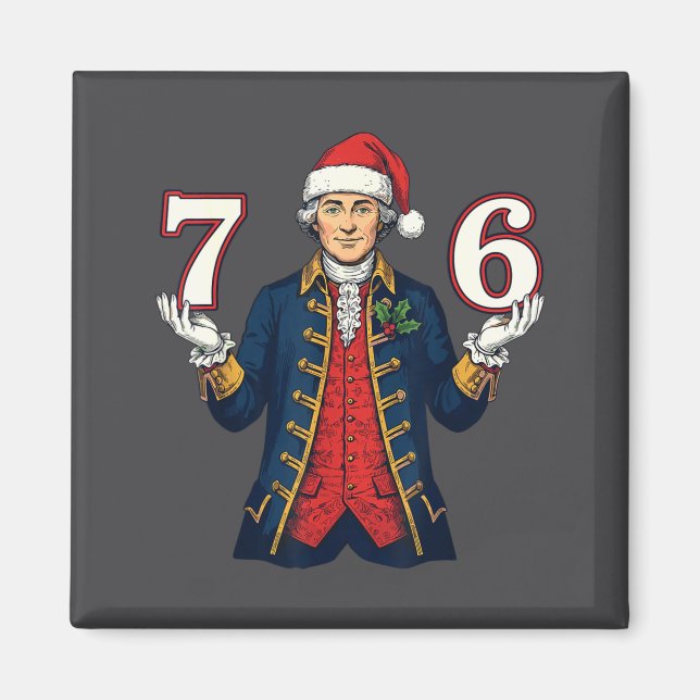 Aimant 7-6 6-7 Funny George Washington Santa 67 Meme Chri (Devant)