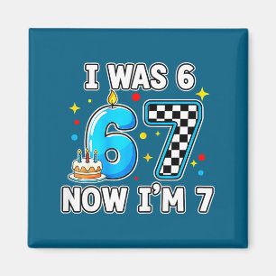 Aimant 7 ans 7ème anniversaire à carreaux j'avais 6 ans m
