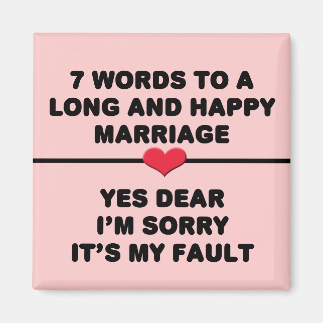 Aimant 7 Mots Pour Un Mariage Long Et Heureux (Devant)