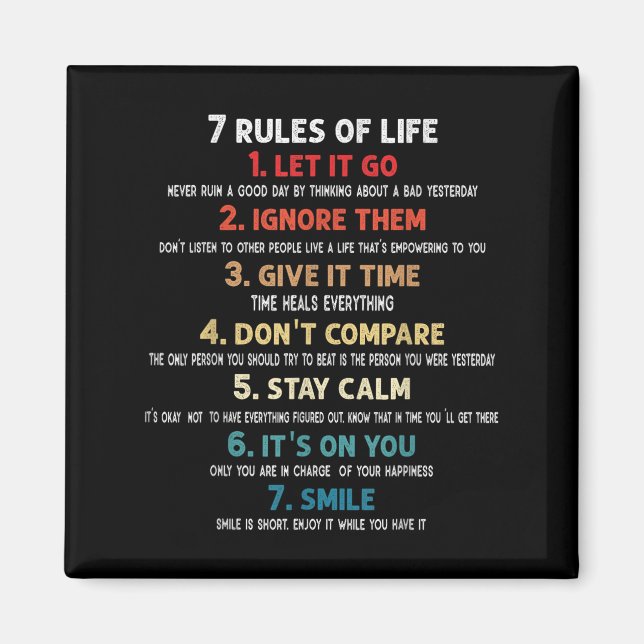 Aimant 7 Règles De Vie Citations Motivationnelles Pour Ho (Devant)
