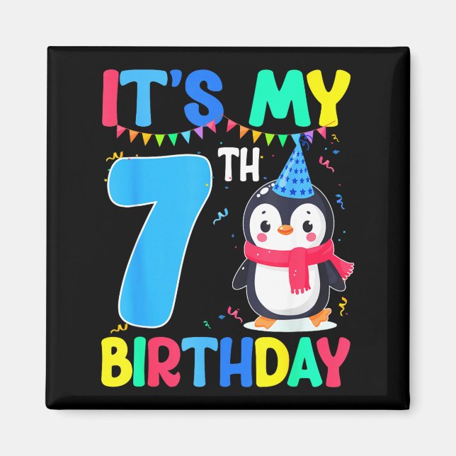 Aimant 7 Year Old Birthday Penguin Themed It's My 7th Bir (Devant)