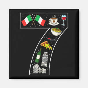 Aimant 7e anniversaire Culture italienne 7 ans Drapeau de