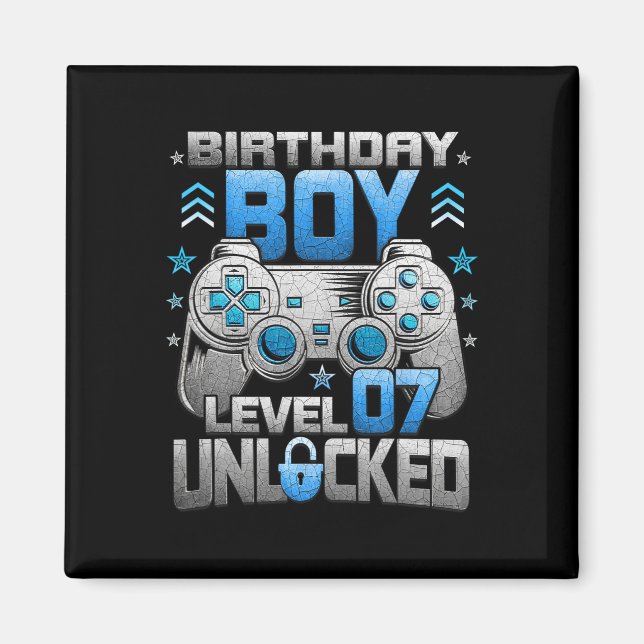 Aimant 7e anniversaire garçon niveau 7 jeu vidéo déverrou (Devant)