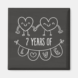 Aimant 7th Anniversary Gift Chalk Hearts