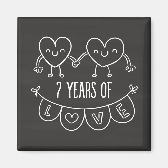 Aimant 7th Anniversary Gift Chalk Hearts (Devant)
