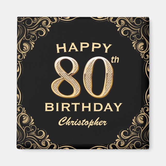 Aimant 80e anniversaire de la Parties scintillant Black a (Devant)