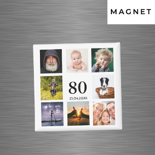 Aimant 80e anniversaire fête photo collage mec