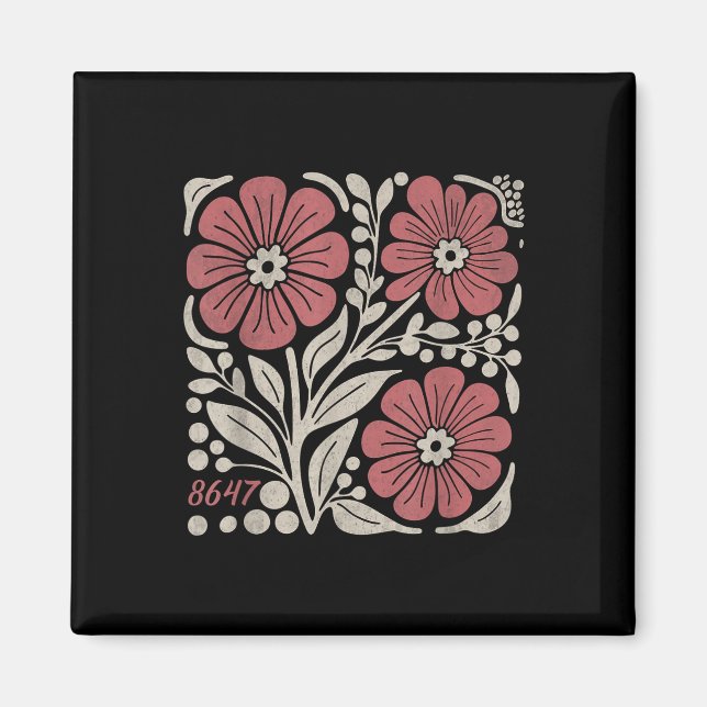 Aimant 8647 Subtle Anti Trump 86 47 Floral Boho Style _3 (Devant)