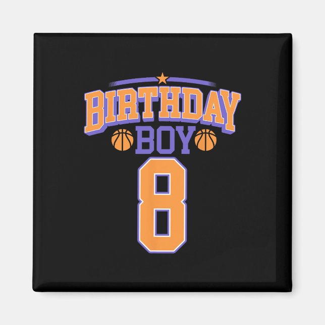 Aimant 8 Anniversaire Boy Basketball Lover 8 Anniversaire (Devant)