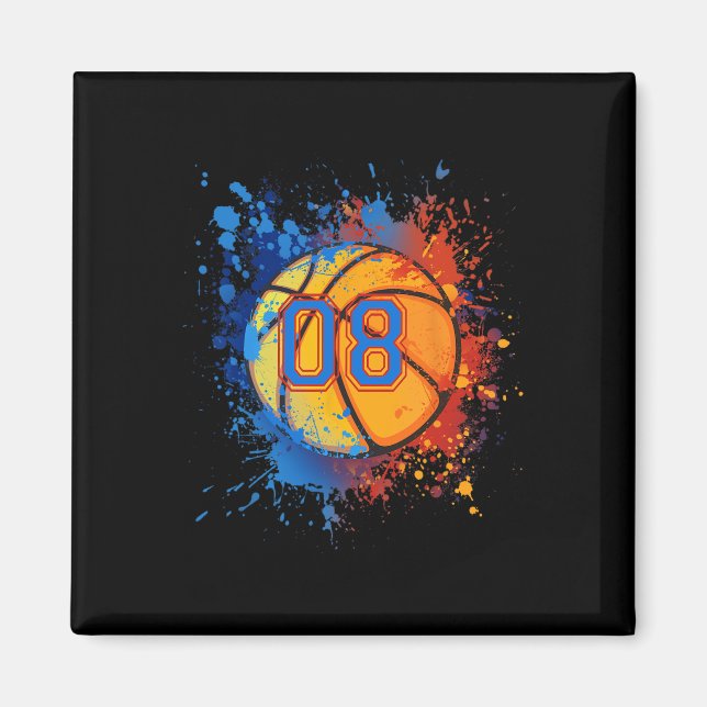 Aimant 8 Ans 8e Anniversaire Bysketbyll Cadeau Pour Garço (Devant)
