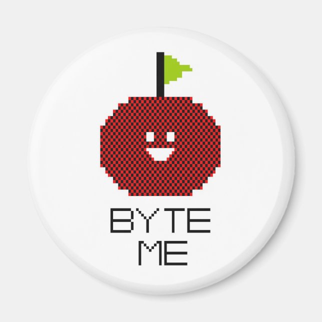Aimant 8 Bits Byte Me Cute Apple Pixel Art (Devant)