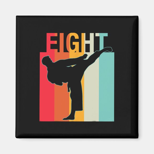 Aimant 8e anniversaire Cadeaux Karate Retro Taekwondo Mar (Devant)