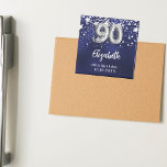 Aimant 90e anniversaire marine bleu argent étoiles<br><div class="desc">Pour un 90ème anniversaire. Une couleur bleu marine arrière - plan avec des étoiles faux argent. La couleur bleue est inégale. Ajoutez votre nom,  texte. Peut être utilisé comme un rappel Enregistrer la date pour vos invités,  la fête ou comme un souvenir.</div>