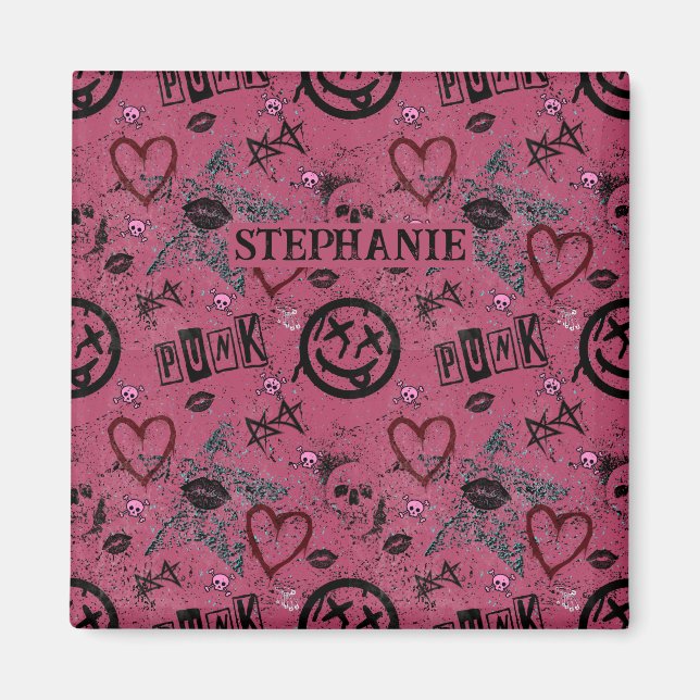 Aimant 90s Retro Rose Girly Punk (Devant)