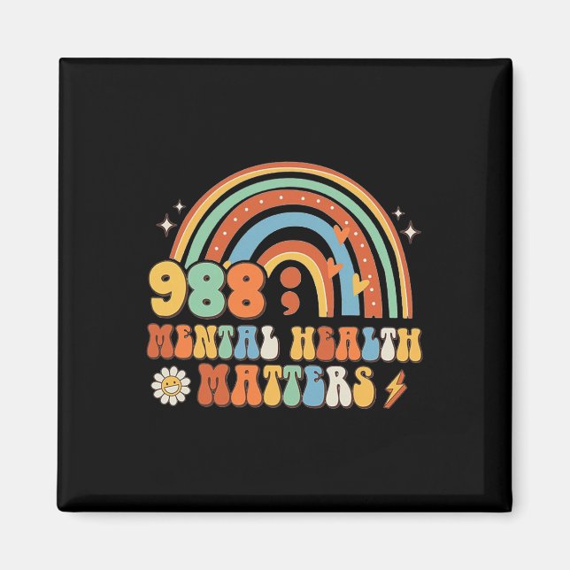 Aimant 988 Semicolon, santé mentale, questions Suicide Em (Devant)