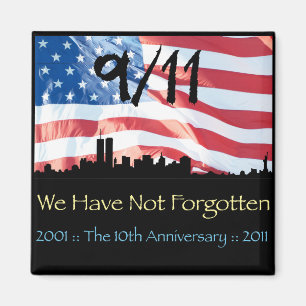 Aimant 9/11 10ème anniversaire WTC et le drapeau