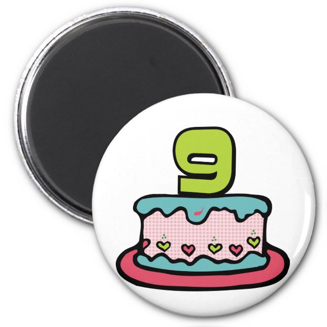 Aimant 9 ans d'anniversaire pour Birthday Cake (Devant)