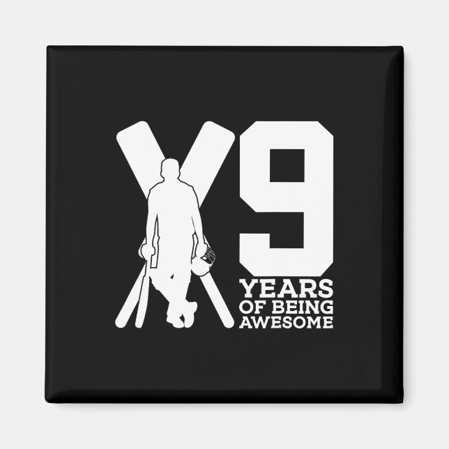 Aimant 9 Ans de cricket génial 9e anniversaire  (Devant)