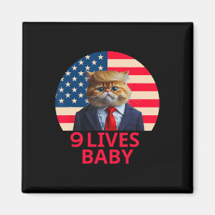 Aimant 9 vies par chat Trump 2024 Gagne Victoire Vainqueu