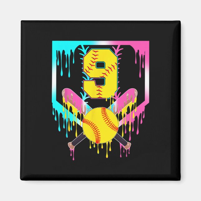 Aimant 9e anniversaire Softll Home Plate Drip Glace 9 Ans (Devant)