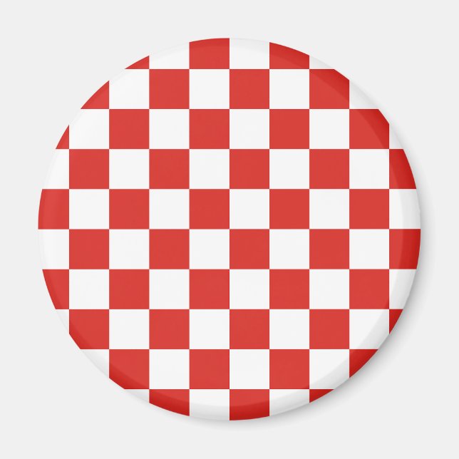 Aimant à carreaux rouge blanc (Devant)