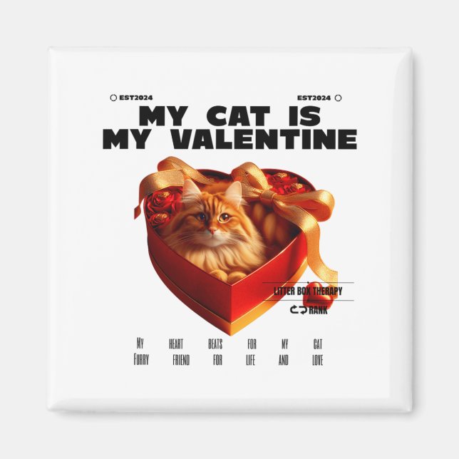 Aimant A Cat In The Box Therapy Happy Valentine Day Funny (Devant)