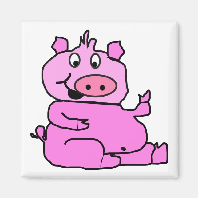 Aimant à cochon de dessin rose (Devant)