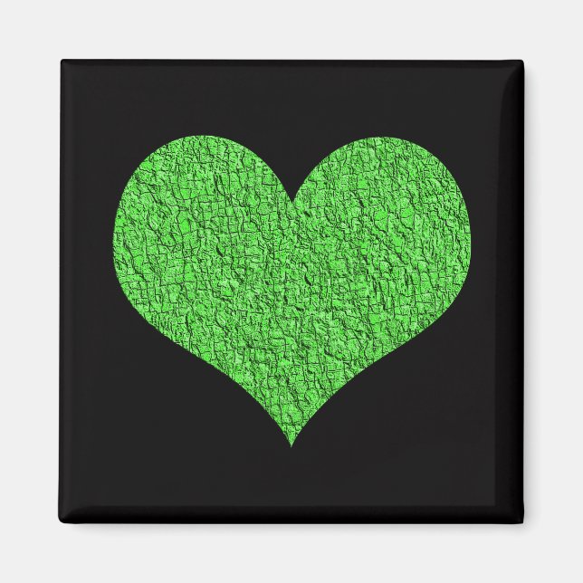 Aimant à coeur de texture verte (Devant)