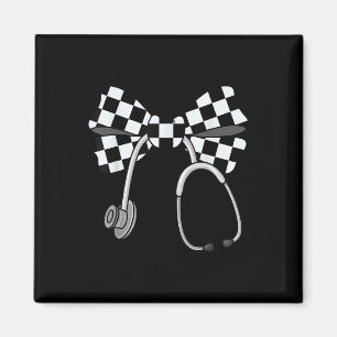 Aimant à damiers Coquette Infirmière Stethoscope Bow À da