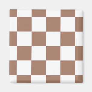 Aimant à damiers Motif en Blanc et Mocha Mousse