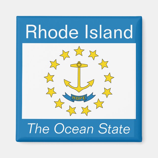 Aimant à drapeau de l'île Rhode (Devant)