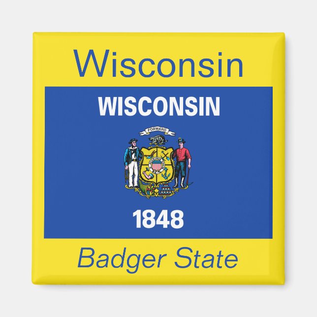 Aimant à drapeau du Wisconsin (Devant)