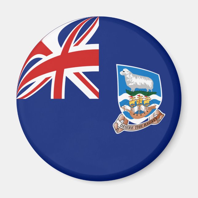 Aimant à drapeau fisheye des îles Falkland (Devant)