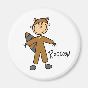 Aimant à figure bâton en costume de raton laveur