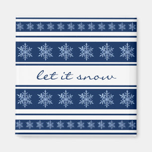 Aimant à flocon de neige bleu et blanc chic Navy